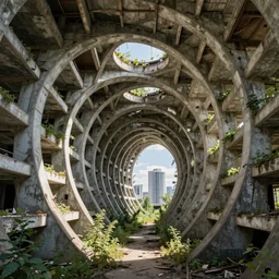 a beautiful ultradetailed highly detailed unfinished building urbex city abandoned nature architecture building tunnel by eero saarinen, galactic, archdaily, wallpaper, highly detailed, trending on artstation.