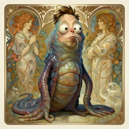 far away, full body shot of elon musk as slimy anthropomorphic mollusk character, drool, wide angle, intricate, elegant, highly detailed, digital painting, artstation, concept art, wallpaper, smooth, sharp focus, illustration, art by artgerm and greg rutkowski and alphonse mucha