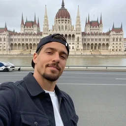 artist yeat, noah olivier smith taking a selfie at budapest. realistic