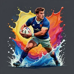 rugby splash art graphic design color splash high contrasting art, fantasy, highly detailed, art by greg rutkowski