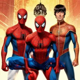 spider man meets the beatles, comic, hd, 4 k, intricate detail