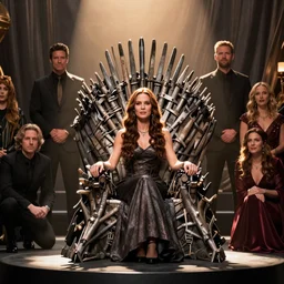 lorelei gilmore on sitting on the iron throne, by artgerm, greg rutkowski, and anna podedworna, artstation