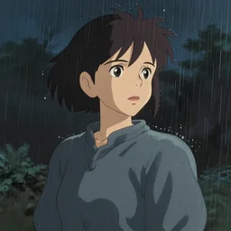 anime girl in the rain, By studio Ghibli, Artstation, Pixiv