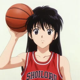 a 2 0 0 8 anime still of an anime girl with a basketball for a head.