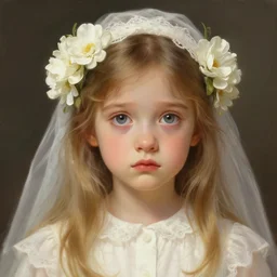 sad flower girl, highly detailed, wonderful eyes, cute, digital painting, artstation, smooth, clear focus, illustration, art by artgerm and greg rutkowski, alphonse mucha, william - adolphe bouguereau, style by emile vernon