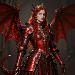 Concept art Gothic princess in dark and red dragon armor. By Joseph Mallord William Turner, Luis Royo, artstation trending, highly detailded