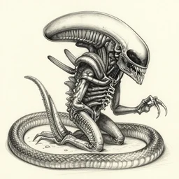 xenomorph ribbed spinal snake illustration sketch