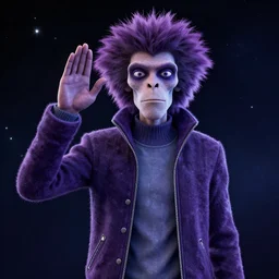:SPOCK+in the style of gorillaz+holographic effect:digital artwork+unreal engine 5+hyperrealistic+stars+space+The Vulcan salute-H 900