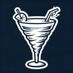 daiquiri shaped like tornado! logo for daiquiri! superflat, anime, 8 0 s, style of patrick nagel, art deco, sharp, detailed, clean lines, 8 k