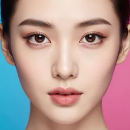 beautiful eyes and lips with a colorful background