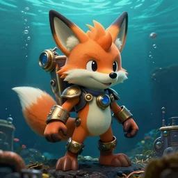 underwater steampunk biopunk portrait of fox mccloud from star fox ( 1 9 9 3 ), hyper detailed, digital art, trending in artstation, cinematic lighting, studio quality, smooth render, unreal engine 5 rendered, octane rendered, art style by klimt and nixeu and ian sprigger and wlop and krenz cushart.