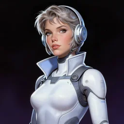 a space - girl, 1 / 4 frank frazetta, cyberpunk