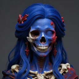 stunning deep blue and red goddess of skull portrait, skull, bones, dirt, fantasy, intricate, elegant, highly detailed, sketch, how to draw, digital ink, artstation, concept art, smooth, sharp focus, illustration, art by stanley artgerm