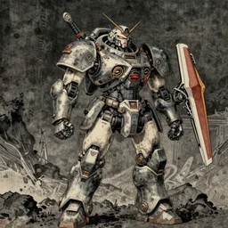 steampunk samurai mech in the style of Utagawa Kuniyoshi, classical japanese art, sci-fi illustrations, mechwarrior, battletech, gundam, highly detailed, award-winning, patriotic, japanese, dark, gritty, ink
