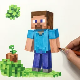 Pencil painting of Minecraft