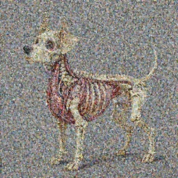 a Painting by nychos, dissection crossection of a Disney dog Skeleton Organs