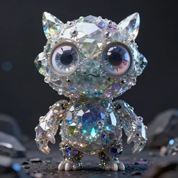 a humanoid figure gemstone monster with large eyes, highly detailed, digital art, sharp focus, trending on art station, underground, cystals, anime art style