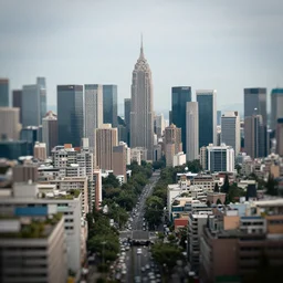 a view on a city Tilt-shift lens