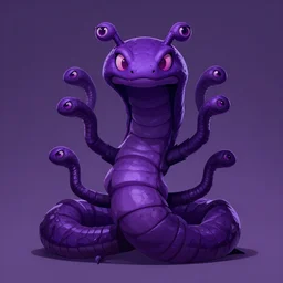 a giant evil wrapped centipede monster, snake having multiple eyes, violet dark theme, front full view, artstation, orthographic, hd, 8 k, sharp high quality artwork in style of greg rutkowski, concept art, blizzard warcraft artwork, hearthstone card artwork