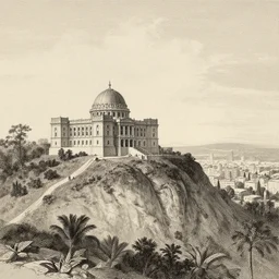 ashanti rammed earth palace, it is located atop a hill and overlooks the capital city. 1 8 7 4. colonial era sketch