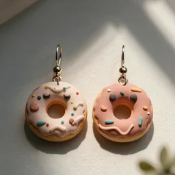 kawaii donut earrings made of polymer clay