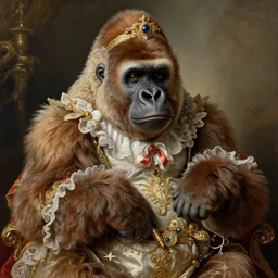 baroque rococo painting The Fancy Royal Gorilla by Greg Hildebrandt high detail cute