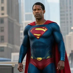 film still of Denzel Washington as Superman in Justice League movie, 4k