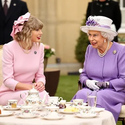taylor swift having a tea party with the queen of england