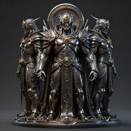 a darlok god. polished 3 d sculpture rendered by billelis feat luminokaya in visionary fineart style. 8 k hyper ornated maximalist and overdetailed. powerful darkscifi, darlok emperor portrait shot by andrei riabovitchev, tomasz alen kopera, luminokaya. influenced by, giger and peter gric masters of orion
