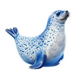 blue and white seal of millions of tiny blue and white seals, found written on a blue seal