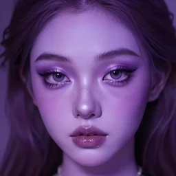 ilyana vyulnika as a young princess with purple skin, shiny eyes, lipgloss, portrait, closeup, cute freckles, dramatic soft lighting, gloss effects, and exaggerated proportions, digital art by julia razumova and mel milton, trending on artstation, 4 k high quality
