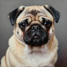 oil painting, a emo pug, intricate, masterpiece, artstation, stunning