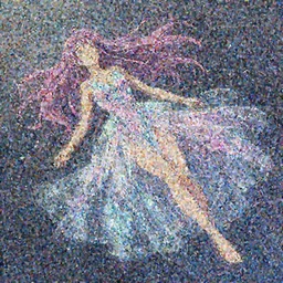 beautiful woman floating in space peacefully, crystallized dress, pinks blue an purples, vibrant, extra long hair, full body, airbrushed, hazy, gentle, soft lighting, wojtek fus, by Makoto Shinkai and Ilya Kuvshinov,