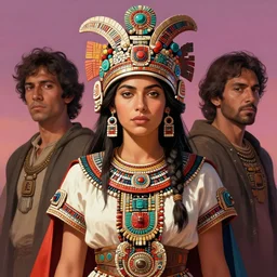 formal portrait of woman mayan warrior. digital art by eugene de blaas, ross tran, and nasreddine dinet, vibrant color scheme, intricately detailed, in the style of romanticism. artstation, greg rutkowski