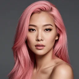 a beautiful asian woman with pink hair and tan skin, portrait photograph, nikon 3 5 mm, photograph by annie leibovitz and steve mccurry,