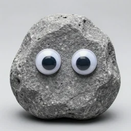 photo of a grey rock with two googly eyes on it