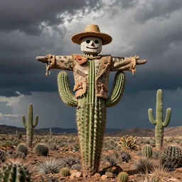 “ a cactus scarecrow in the style of the art of hylics ”