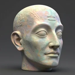 tiki head in the style of constantin brancusi , detailed, pastel colors, 3D, concept art, octane render, detailed