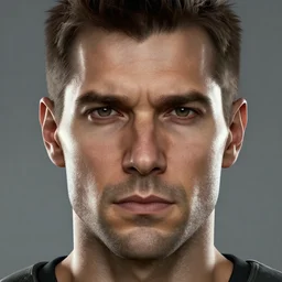 portrait of JC Denton from the game Deus Ex, highly detailed face