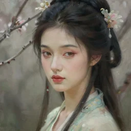 portrait of a beautiful spring goddess, graceful beauty, esoteric, muted colors, head in focus, fantasy art, spring aesthetics, intricate, elegant, highly detailed hyperrealistic painting, artstation, concept art, painterly, sharp focus, illustration, art by hans jokem bakker