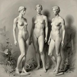 mannequins, grisaille, drawing