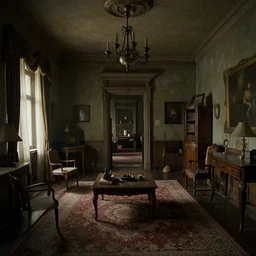 extremely detailed movie still of an old room by denis villenueve, distorted perspective