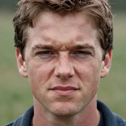 tucker carlson as the kid from deliverance, eyes squinting, movie image, full body photography, highly detailed, high quality, 8 k, realistic face, path traced