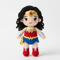 plushie of gal gadot wonder woman made of plushie a knitted plushie studio lighting