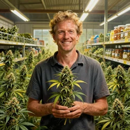cannabis bustling economy organised retail industry, aussie, illustrated, environment portrait by steve hanks, australia