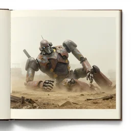 artbook artwork, somber, paper texture, movie scene, foggy distant shot of a rusty colossal robot sleeping in deserted dusty shinjuku junk town, old pawn shop, broken tv, bright ground, lurking robot monster in background, dusty, pencil lines, pale yellow sky, graffiti