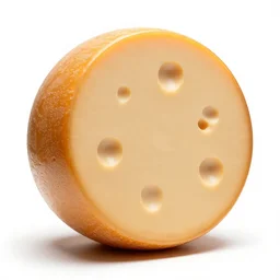 retro cheese wheel, photorealistic, isolated on a pure white background, centered, entire object in frame, sharp focus, soft studio lighting