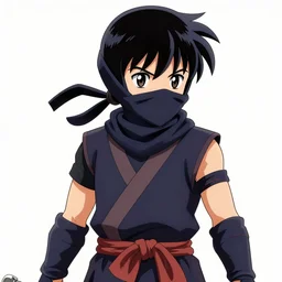 a young ninja warrior in anime art style, shonen jump illustration