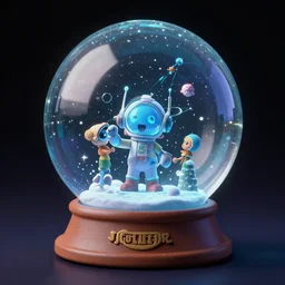 the multiverse inside a snow globe, 90s cgi render