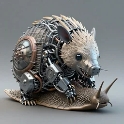 an industrial design render of an advanced robotic armadillo curled up behind a bionic snail, industrial, biomimetic, bionic, synthetic aramid fiber, 3D octane render, 8K, artstation